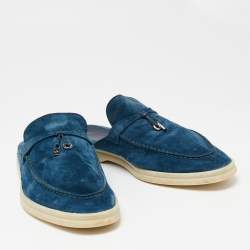 Pre Owned حذاء سلايد فلات لورو بيانا بابوش شارمز والك سويدي أزرق مقاس 41