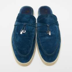 Pre Owned حذاء سلايد فلات لورو بيانا بابوش شارمز والك سويدي أزرق مقاس 41