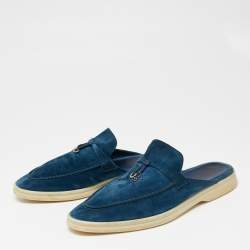 Pre Owned حذاء سلايد فلات لورو بيانا بابوش شارمز والك سويدي أزرق مقاس 41