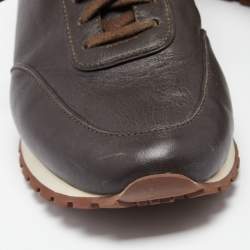 Pre Owned حذاء رياضي لورو بيانا جلد بني داكن برباط