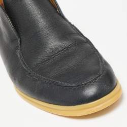 Pre Owned حذاء بوت كاحل لورو بيانا أوبن ووك جلد أسود مقاس 41