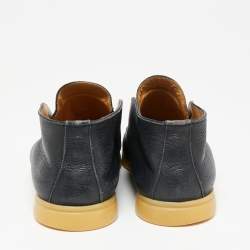 Pre Owned حذاء بوت كاحل لورو بيانا أوبن ووك جلد أسود مقاس 41