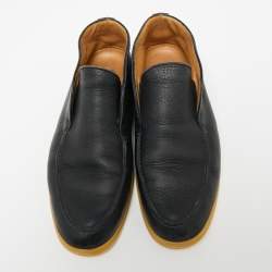 Pre Owned حذاء بوت كاحل لورو بيانا أوبن ووك جلد أسود مقاس 41