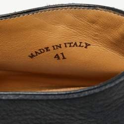 Pre Owned حذاء بوت كاحل لورو بيانا أوبن ووك جلد أسود مقاس 41