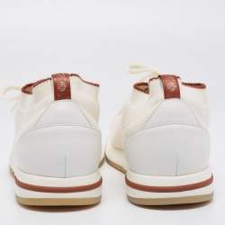 Pre Owned حذاء رياضي لورو بيانا ليدي فليكسي والك جلد وقماش رصاصي/أبيض مقاس 45