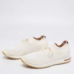 Pre Owned حذاء رياضي لورو بيانا ليدي فليكسي والك جلد وقماش رصاصي/أبيض مقاس 45