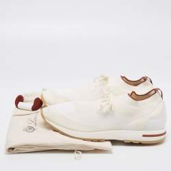 Pre Owned حذاء رياضي لورو بيانا ليدي فليكسي والك جلد وقماش رصاصي/أبيض مقاس 45