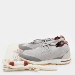 Loro Piana Grey Knit Fabric Flexy Walk Sneakers Size 38