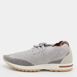 Loro Piana Grey Knit Fabric Flexy Walk Sneakers Size 38