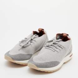 Loro Piana Grey Knit Fabric Flexy Walk Sneakers Size 38