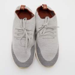 Loro Piana Grey Knit Fabric Flexy Walk Sneakers Size 38