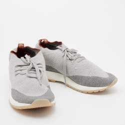 Loro Piana Grey Knit Fabric Flexy Walk Sneakers Size 38