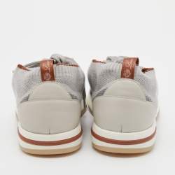 Loro Piana Grey Knit Fabric Flexy Walk Sneakers Size 38