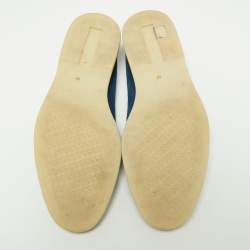 Pre Owned Loro Piana Blue Suede Summer Walk Charms Piping Loafer Size 40