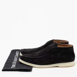 Pre Owned Loro Piana Black Suede Open Walk Ankle Boots Size 40.5