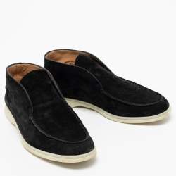 Pre Owned Loro Piana Black Suede Open Walk Ankle Boots Size 40.5