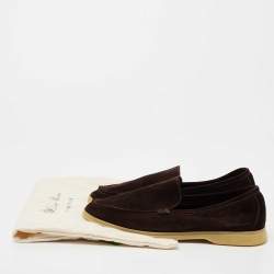 Pre Owned Loro Piana Brown Suede 'Summer Walk' Slip On Loafers Size 41.5