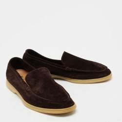 Pre Owned Loro Piana Brown Suede 'Summer Walk' Slip On Loafers Size 41.5