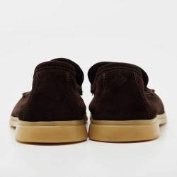 Pre Owned Loro Piana Brown Suede 'Summer Walk' Slip On Loafers Size 41.5
