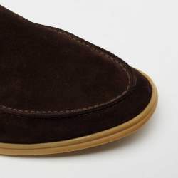 Pre Owned Loro Piana Brown Suede 'Summer Walk' Slip On Loafers Size 41.5