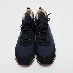 Pre Owned Loro Piana Navy Blue Suede And Nylon Lace Up Sneakers Size 40 