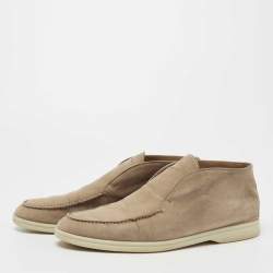 Pre Owned Loro Piana Beige Suede Open Walk Ankle  Boots Size 40.5