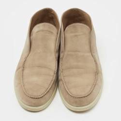 Pre Owned Loro Piana Beige Suede Open Walk Ankle  Boots Size 40.5