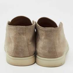 Pre Owned Loro Piana Beige Suede Open Walk Ankle  Boots Size 40.5