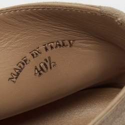 Pre Owned Loro Piana Beige Suede Open Walk Ankle  Boots Size 40.5