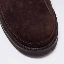 Pre Owned Loro Piana Dark Brown Suede Lace Up Ankle Boots Size 39