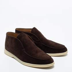مملوكة مسبقًا Loro Piana  Brown Suede Open Walk Boots Size 43