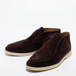 مملوكة مسبقًا Loro Piana  Brown Suede Open Walk Boots Size 43