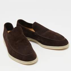 Pre Owned Loro Piana Brown Suede Summer Walk Slip On Loafers Size 41.5