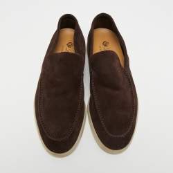 Pre Owned Loro Piana Brown Suede Summer Walk Slip On Loafers Size 41.5