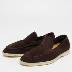 Pre Owned Loro Piana Brown Suede Summer Walk Slip On Loafers Size 41.5