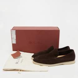 Pre Owned Loro Piana Brown Suede Summer Walk Slip On Loafers Size 41.5