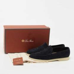 Pre Owned Loro Piana Blue Suede Summer Walk Slip On Loafers Size 42