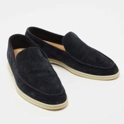 Pre Owned Loro Piana Blue Suede Summer Walk Slip On Loafers Size 42