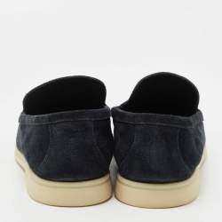 Pre Owned Loro Piana Blue Suede Summer Walk Slip On Loafers Size 42