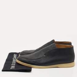 Pre Owned Loro Piana Navy Blue Leather Open Walk Ankle Boots Size 44