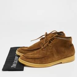 Loro Piana Light Brown Suede Lace Up Ankle Boots Size 42