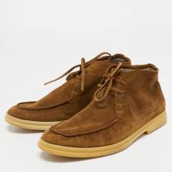 Loro Piana Light Brown Suede Lace Up Ankle Boots Size 42