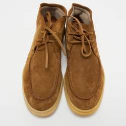Loro Piana Light Brown Suede Lace Up Ankle Boots Size 42