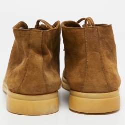 Loro Piana Light Brown Suede Lace Up Ankle Boots Size 42
