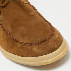 Loro Piana Light Brown Suede Lace Up Ankle Boots Size 42