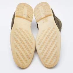 Pre Owned Loro Piana Green Suede Lace Up Ankle Boots Size 42