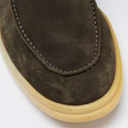 Pre Owned Loro Piana Green Suede Lace Up Ankle Boots Size 42