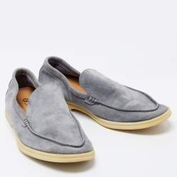 Loro Piana Grey Suede Walk Slip On Loafers Size 43