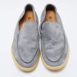Loro Piana Grey Suede Walk Slip On Loafers Size 43