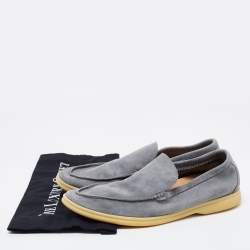 Loro Piana Grey Suede Walk Slip On Loafers Size 43